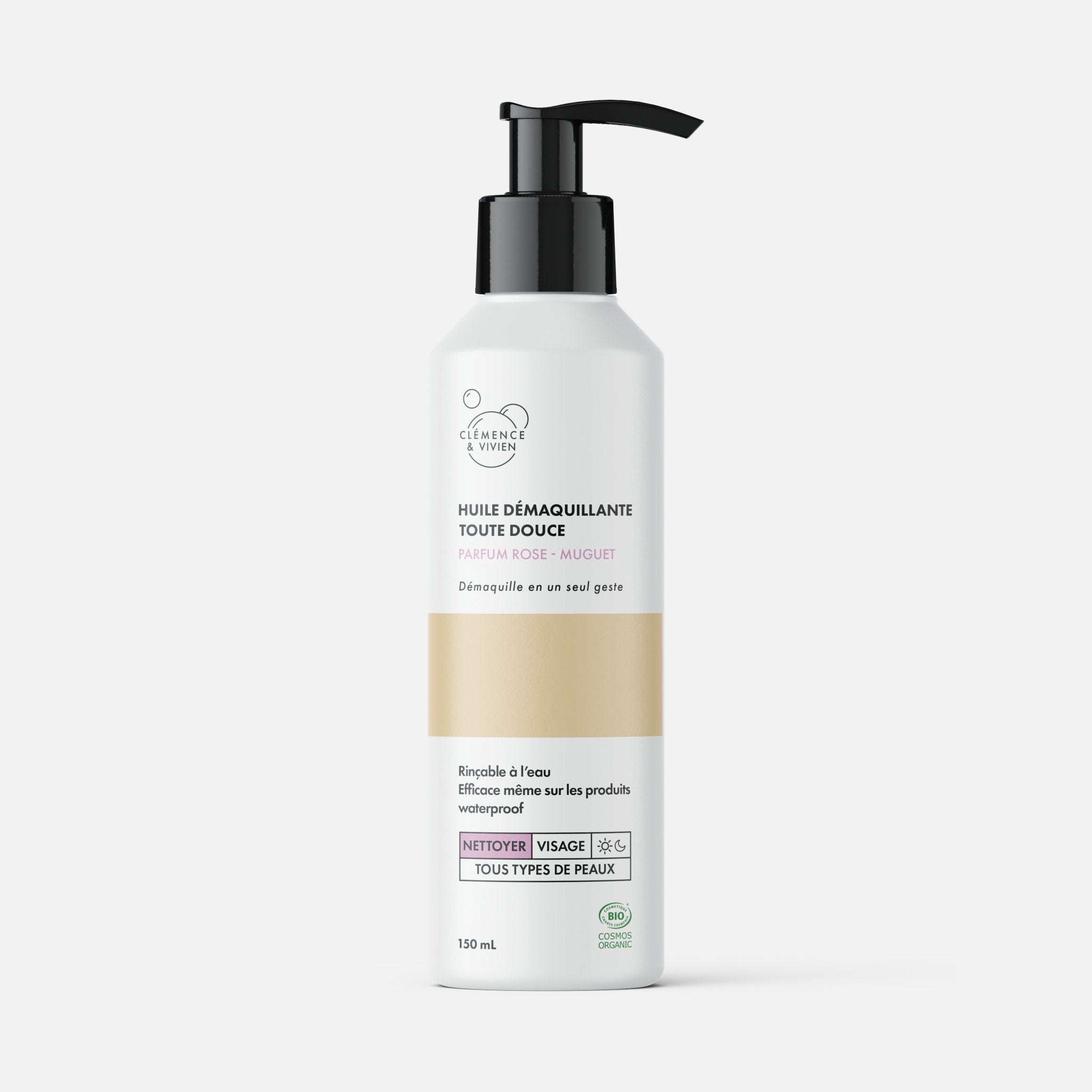 Huile démaquillante toute douce – Parfum rose-muguet – Clémence & Vivien